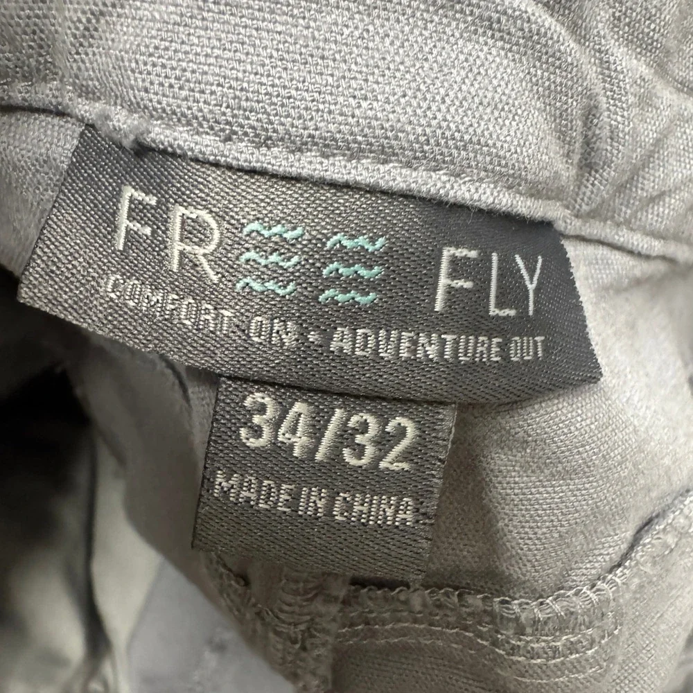 Free Fly Pants Mens 34x29 ACTUAL Gray Lightweight Coastal Cotton Bamboo HEMMED